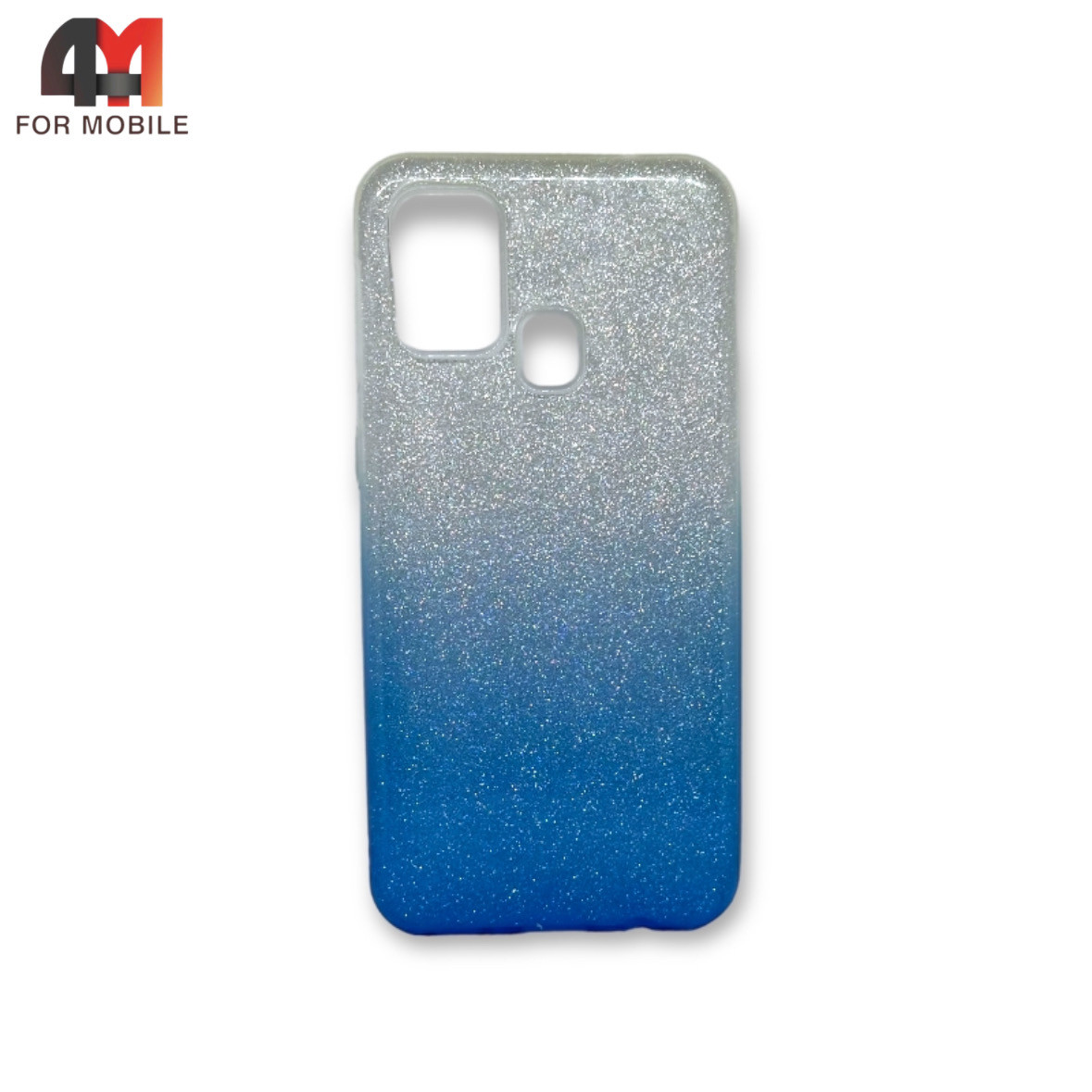 Чехол Samsung M31 силиконовый, блестящий с переходом, голубого цвета - фото 1 - id-p226617570