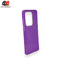 Чехол Samsung S20 Ultra/S11 Plus силиконовый с блестками, фиолетового цвета