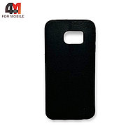 Чехол для Samsung S6 Edge силиконовый под кожу, черного цвета