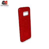 Чехол Samsung S8 силиконовый с блестками, красного цвета