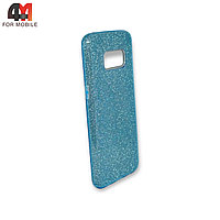 Чехол Samsung S8 силиконовый с блестками, голубого цвета