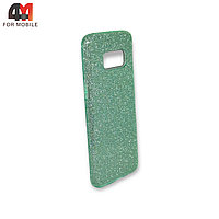 Чехол Samsung S8 силиконовый с блестками, зеленого цвета