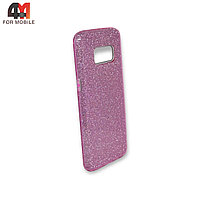 Чехол Samsung S8 Plus силиконовый с блестками, фиолетового цвета