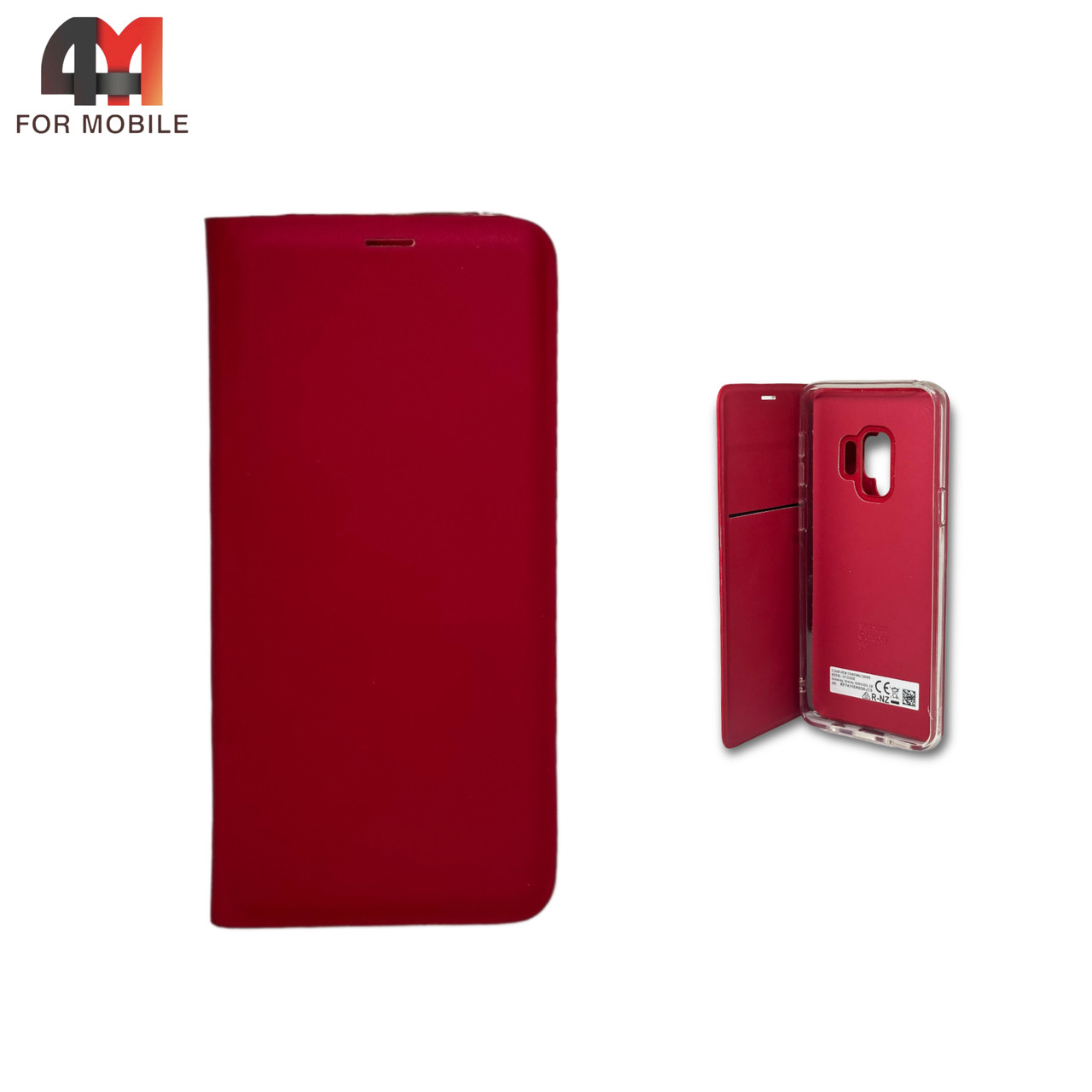 Чехол книга Samsung S9 clear view cover, красного цвета - фото 1 - id-p226617923