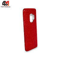Чехол Samsung S9 силиконовый с блестками, красного цвета