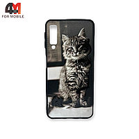 Чехол для Samsung A7 2018/A750 силиконовый с рисунком, котик