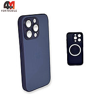 Чехол Iphone 15 Pro пластиковый, Glass Case + MagSafe, фиолетового цвета