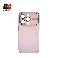Чехол Iphone 15 Pro пластиковый, AG Glass+MagSafe, розового цвета
