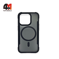 Чехол Iphone 15 Pro пластиковый с усиленными углами матовый + MagSafe, черного цвета, Protective Case