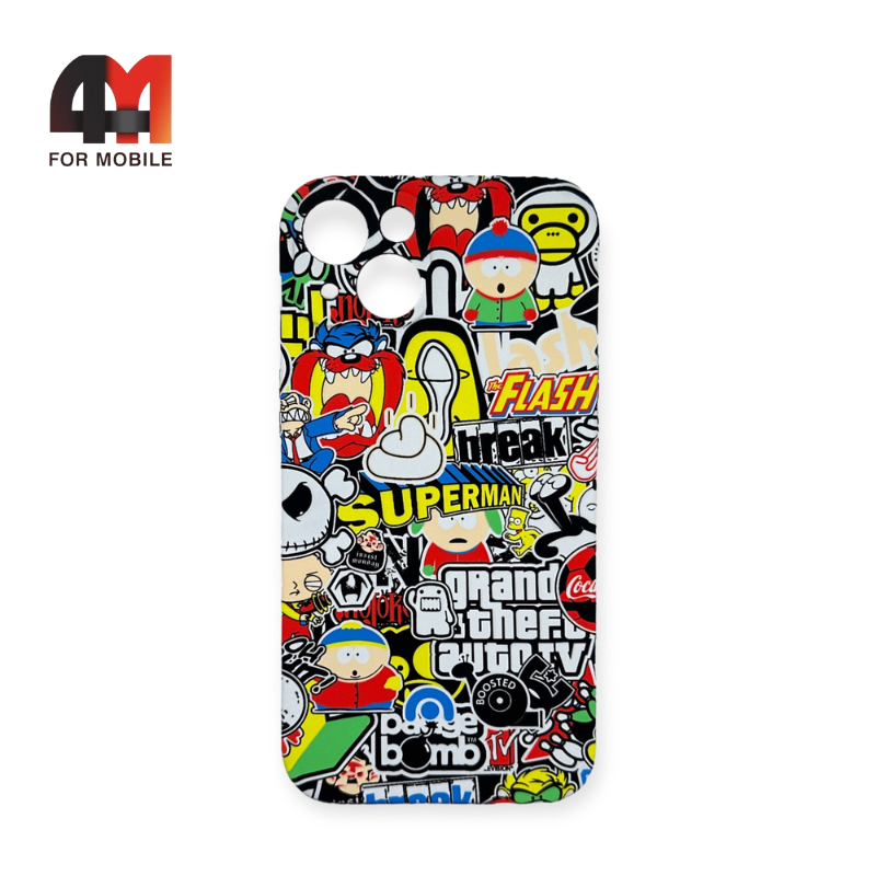Чехол Iphone 14 силиконовый с рисунком, 022 разноцветный, luxo - фото 1 - id-p226618093
