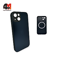 Чехол Iphone 14 пластиковый, Glass Case + MagSafe, темно-серого цвета