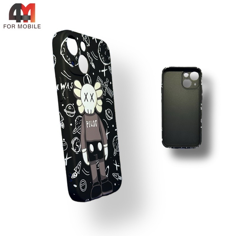Чехол Iphone 14 силиконовый с рисунком, 02 черно-белый, luxo - фото 1 - id-p226618405