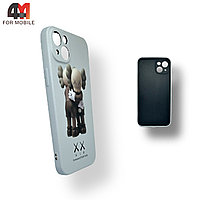 Чехол Iphone 14 силиконовый с рисунком, 03 светло-серый, luxo