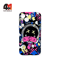 Чехол Iphone 14 силиконовый с рисунком, 021 черно-розовый, luxo