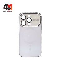 Чехол Iphone 15 Pro Max пластиковый, AG Glass+MagSafe, белого цвета