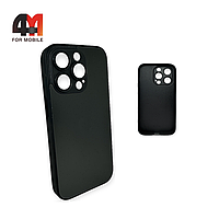 Чехол Iphone 15 Pro Max пластиковый, Glass case, черного цвета
