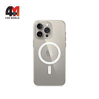 Чехол Iphone 15 Pro Max силиконовый, плотный + MagSafe, прозрачный, J-Case