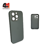 Чехол Iphone 15 Pro Max пластиковый, Glass case, серого цвета