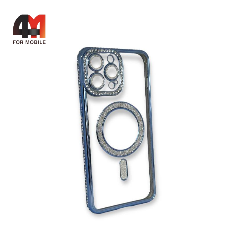 Чехол Iphone 15 Pro Max силиконовый с MagSafe, голубого цвета, Creative Case - фото 1 - id-p226618852