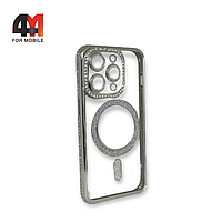 Чехол Iphone 15 Pro Max силиконовый с MagSafe, серебристого цвета, Creative Case