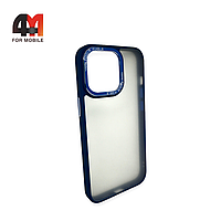 Чехол Iphone 14 Pro пластиковый с усиленной рамкой, синего цвета, New Case