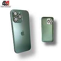 Чехол Iphone 14 Pro пластиковый, Glass case, темно-зеленого цвета