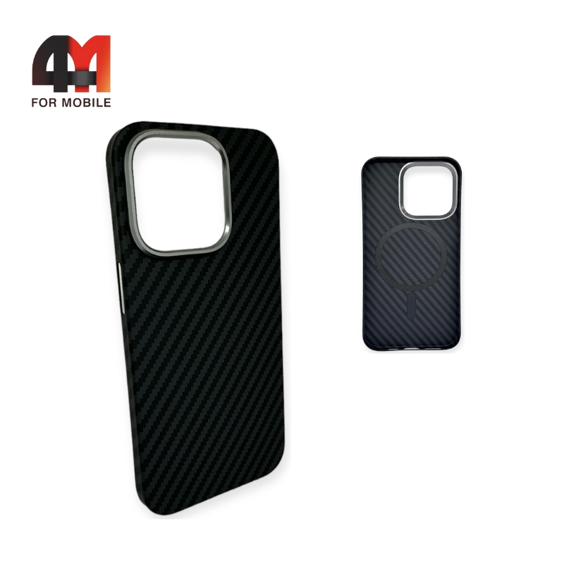 Чехол Iphone 14 Pro кевлар + MagSafe, черного цвета - фото 1 - id-p226620695