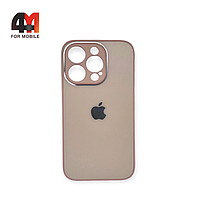 Чехол Iphone 14 Pro пластиковый, матовый с логотипом, пудрового цвета