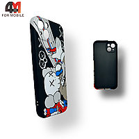Чехол Iphone 14 Plus силиконовый с рисунком, 06 бело-черный, luxo