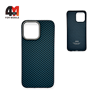 Чехол Iphone 14 Plus пластик, кевлар, синего цвета, K-DOO