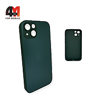 Чехол Iphone 14 Plus пластиковый, Glass case, темно-зеленого цвета