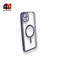 Чехол Iphone 14 Plus силиконовый, плотный + MagSafe, фиолетового цвета, J-Case