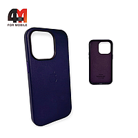 Чехол Iphone 14 Pro Max пластиковый, Leather Case + MagSafe, Deep violet