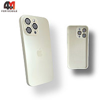 Чехол Iphone 14 Pro Max пластиковый, Glass case, белого цвета