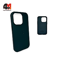 Чехол Iphone 14 Pro Max пластиковый, Leather Case + MagSafe, Forest green