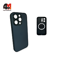 Чехол Iphone 14 Pro Max пластиковый, Glass Case + MagSafe, темно-серого цвета