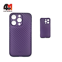 Чехол Iphone 14 Pro Max пластиковый, карбон, фиолетового цвета, K-DOO