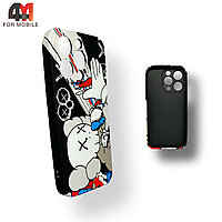 Чехол Iphone 14 Pro Max силиконовый с рисунком, 06 бело-черный, luxo