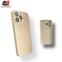 Чехол Iphone 14 Pro Max пластиковый, Glass case, бежевого цвета