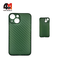 Чехол Iphone 13 Mini пластиковый, карбон, зеленого цвета, K-DOO