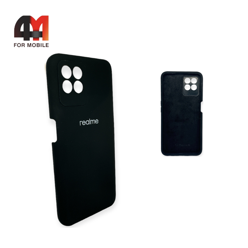 Чехол Realme 8i Silicone Case, черного цвета - фото 1 - id-p226620310