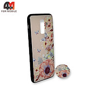 Чехол для Samsung A6 Plus 2018/J8 2018 силиконовый с попсокетом, цветы