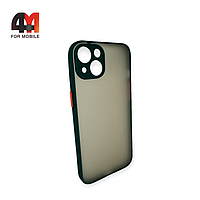 Чехол Iphone 13 пластиковый с усиленной рамкой, темно-зеленого цвета