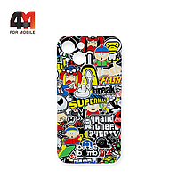 Чехол Iphone 13 силиконовый с рисунком, 022 разноцветный, luxo