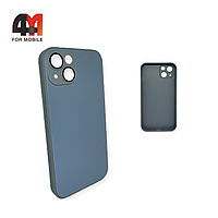 Чехол Iphone 13 пластиковый, Glass case, голубого цвета