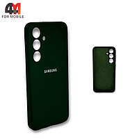 Чехол для Samsung S24 Plus силиконовый, Silicone Case, темно-зеленого цвета