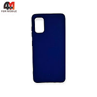 Чехол Samsung A41 силиконовый, матовый, синего цвета, Case