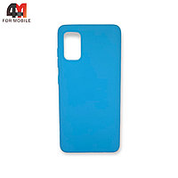 Чехол Samsung A41 силиконовый, матовый, голубого цвета, Case