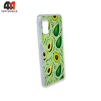 Чехол Samsung A41 силиконовый с рисунком, авокадо, зеленого цвета