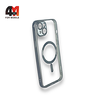 Чехол Iphone 15 силиконовый, плотный + MagSafe , серого цвета, J-Case